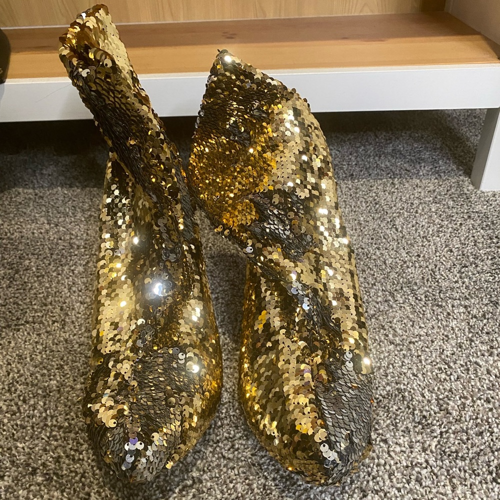 Gold Sequin Boots
